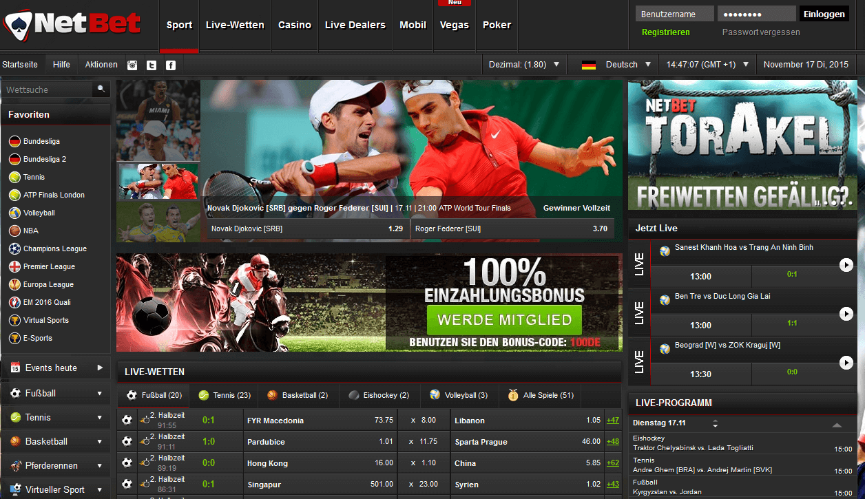 NetBet Webseite