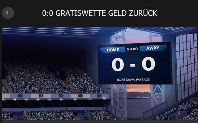 10Bet Cash Back: 10 € Gratiswette bei einem 0:0!