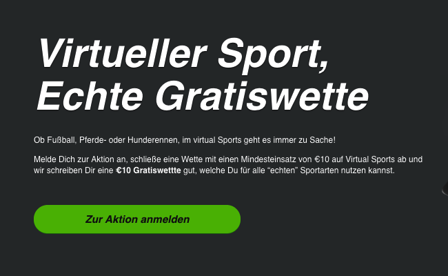 Mobilebet: Auf Virtual Sports setzen und 10 € Gratiswette sichern