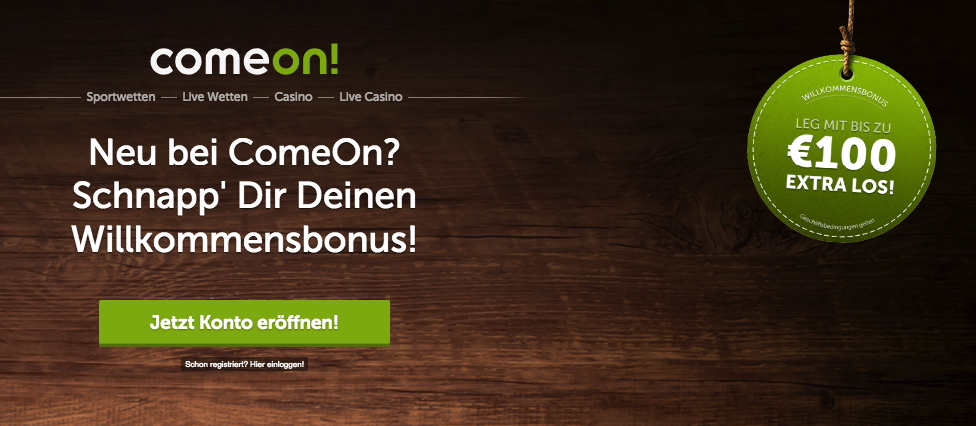 Sportwetten ComeOn Bonus 100 € für Neukunden