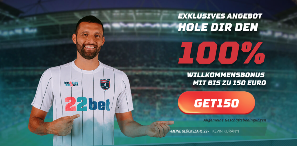 exklusiver 22bet bonus für neukunden im wert von bis zu 150 euro
