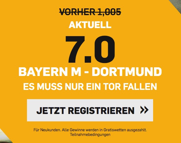 wetten auf mindestens ein tor im spiel bayern gegen dortmund