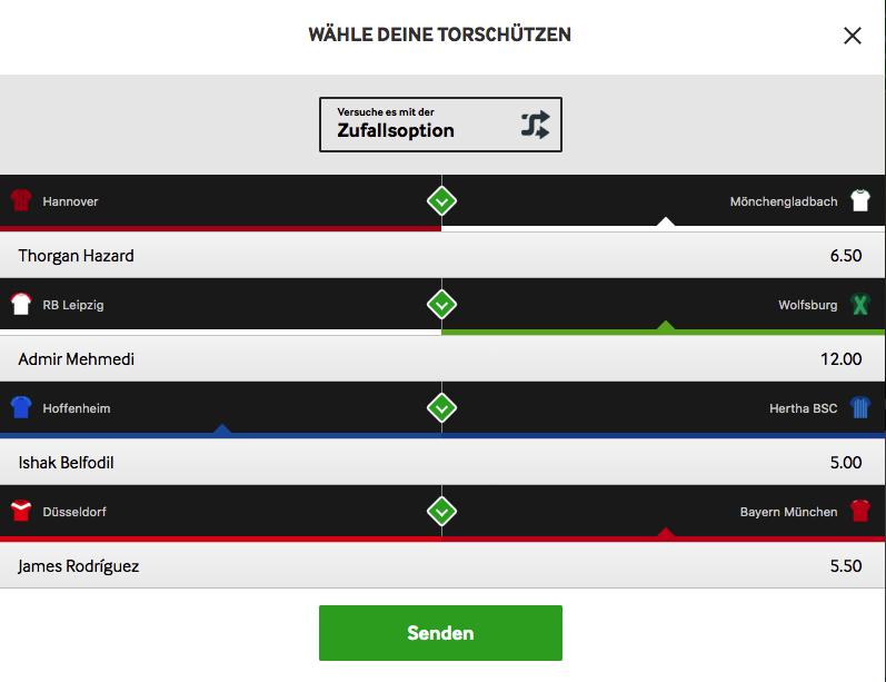 beispielauswahl beim betway "4 knipser" gewinnspiel