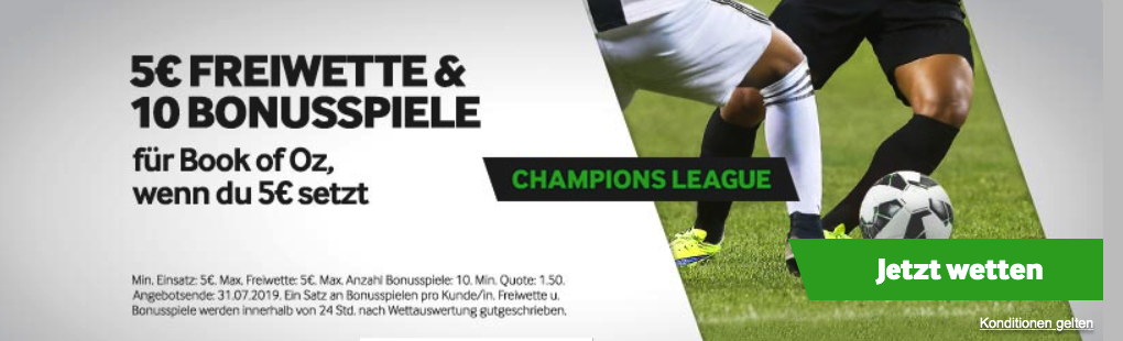 freebet und freespins sichern durch wetten auf die champions league qualifikation
