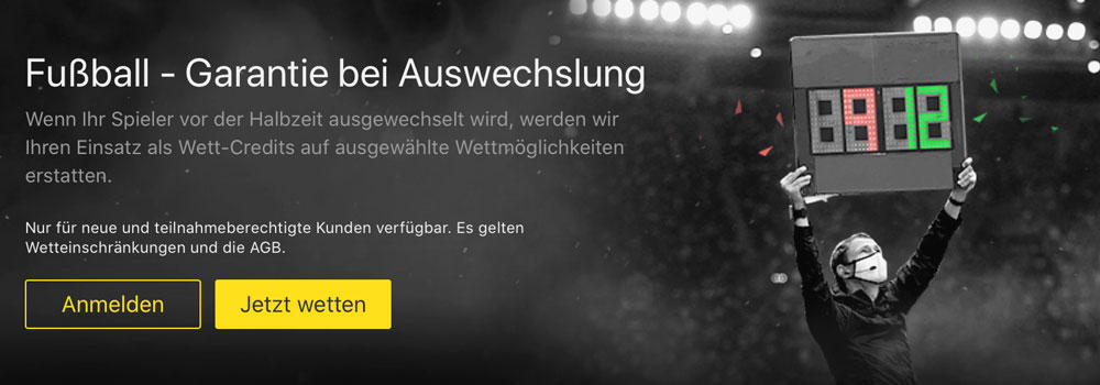 bet365 Versicherung bei Auswechslung des Spielers