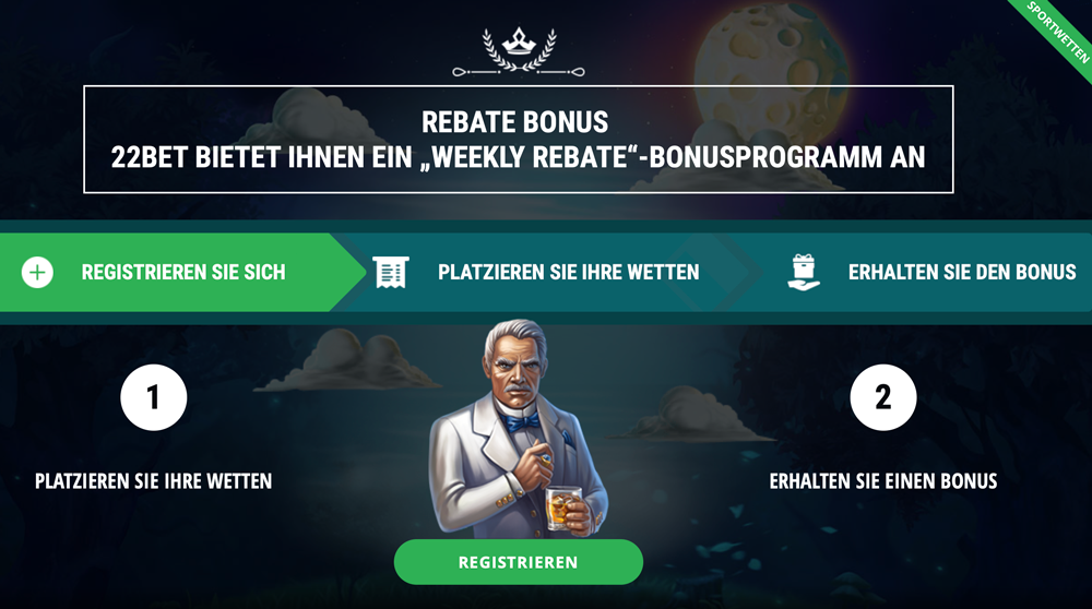 22bet Rebate Bonus