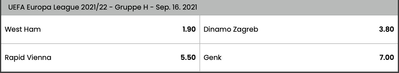 Selectbet Europa League Gruppe H