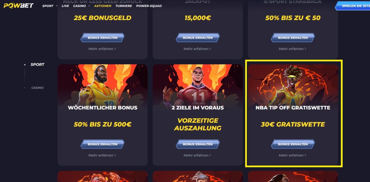 Powbet: 30 € Gratiswette zum Start der neuen NBA Saison