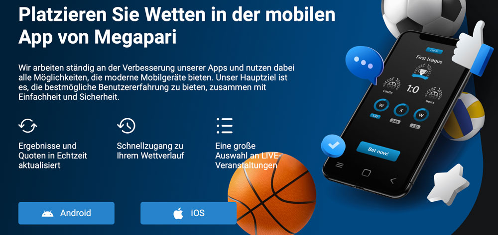 MegaPari mobile Sportwetten