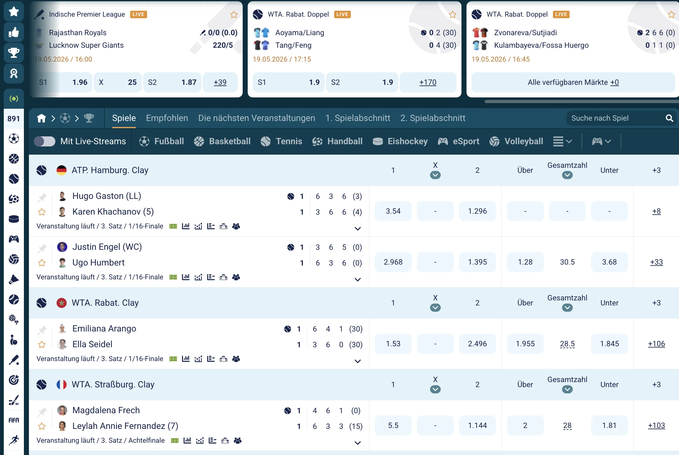 Coldbet Livewetten Bereich im Test